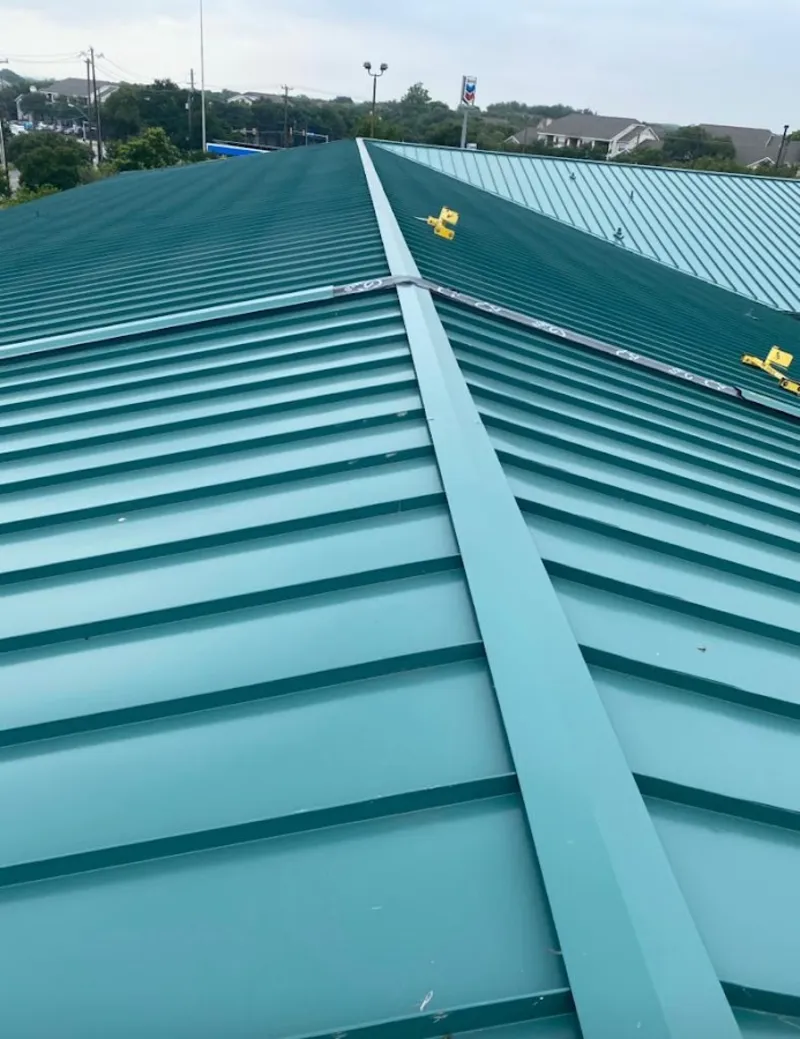 Green commercial metal roof ridge and valley for Metal Roof Repair in Westland